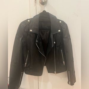 Blank NYC black leather starred jacket; size xs